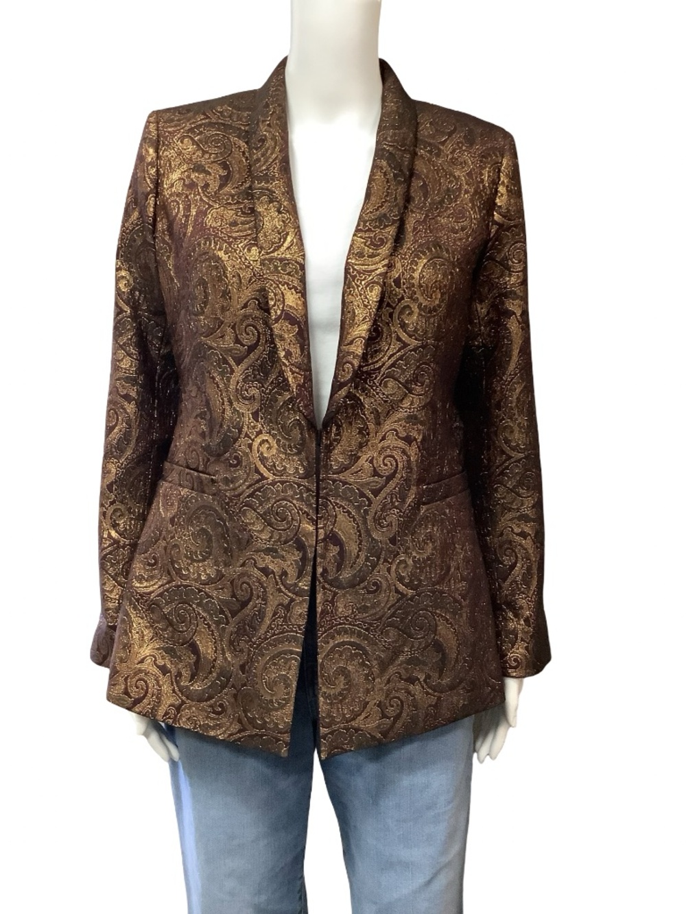 Alice + Olivia Gold Print Blazer W/Tags Size 6